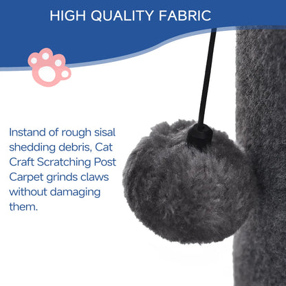 Made4Pets Plain Freestanding Sisal Scratching Post for Indoor Cats, 19.25" L X 19.25" W X 41.73" H, Sturdy Base, Replaceable Spring Toy, Space-Saving Compact Build, Supports Healthy Nails, Vertical Scratcher