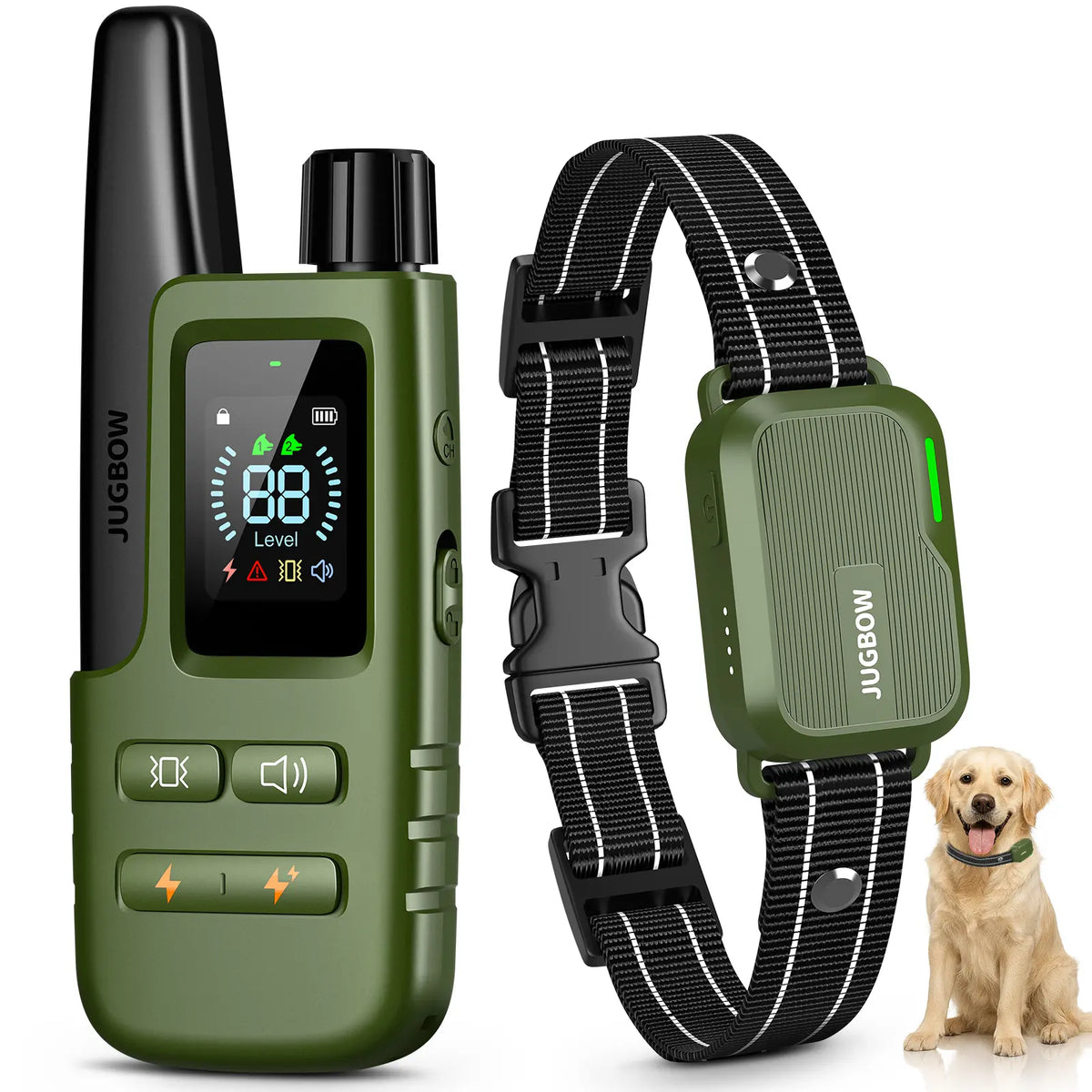 JUGBOW Dog Training Collar 4500FT Dog Training Behavior Aid, Remote IPX8 Waterproof with 4 Training Modes, Outdoor Rechargeable E-Collar DT61