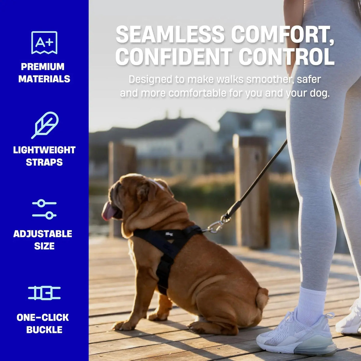 Dog Friendly Co. Harness - Easy to Fit No-Pull Design - Safe Secure and Comfortable - Ideal for All Dogs - Chafe-Resistant Lightweight Straps - Adjustable Straps for Perfect Fit Walking Harness