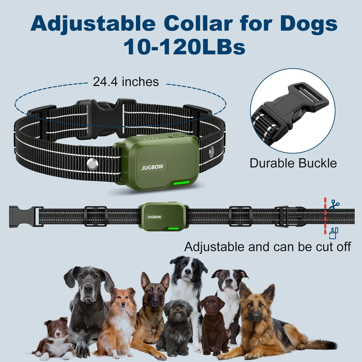 JUGBOW Dog Training Collar 4500FT Dog Training Behavior Aid, Remote IPX8 Waterproof with 4 Training Modes, Outdoor Rechargeable E-Collar DT61