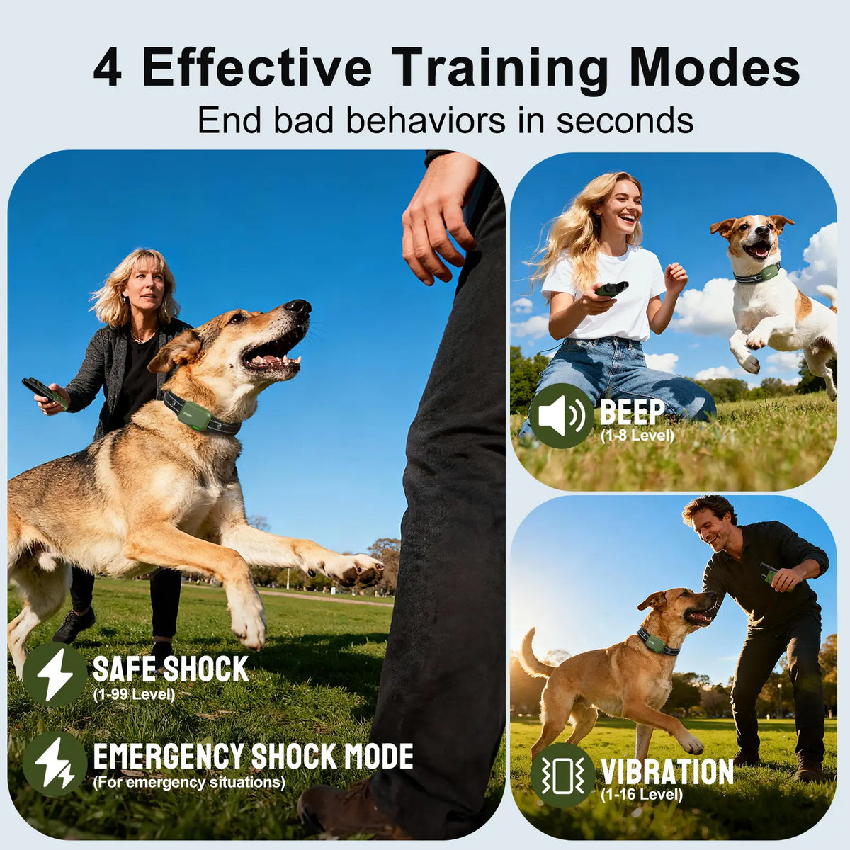 JUGBOW Dog Training Collar 4500FT Dog Training Behavior Aid, Remote IPX8 Waterproof with 4 Training Modes, Outdoor Rechargeable E-Collar DT61