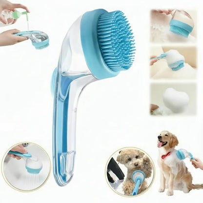 2026 Professional 2-In-1 Pet Bath and Grooming Deshedding Brush with Integrated Soap Dispenser, 8In x 3In x 4In, Gentle Massage Tool for Dogs and Cats, Enhances Coat Care and Bathing Experience, Promotes Blood Circulation